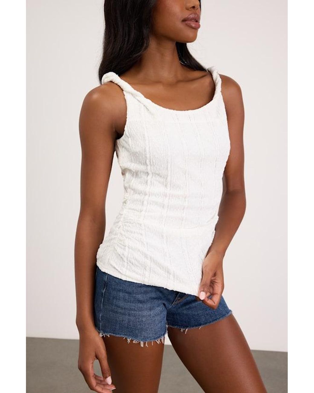 Lulus White Roan Lace Twist Strap Tank Top