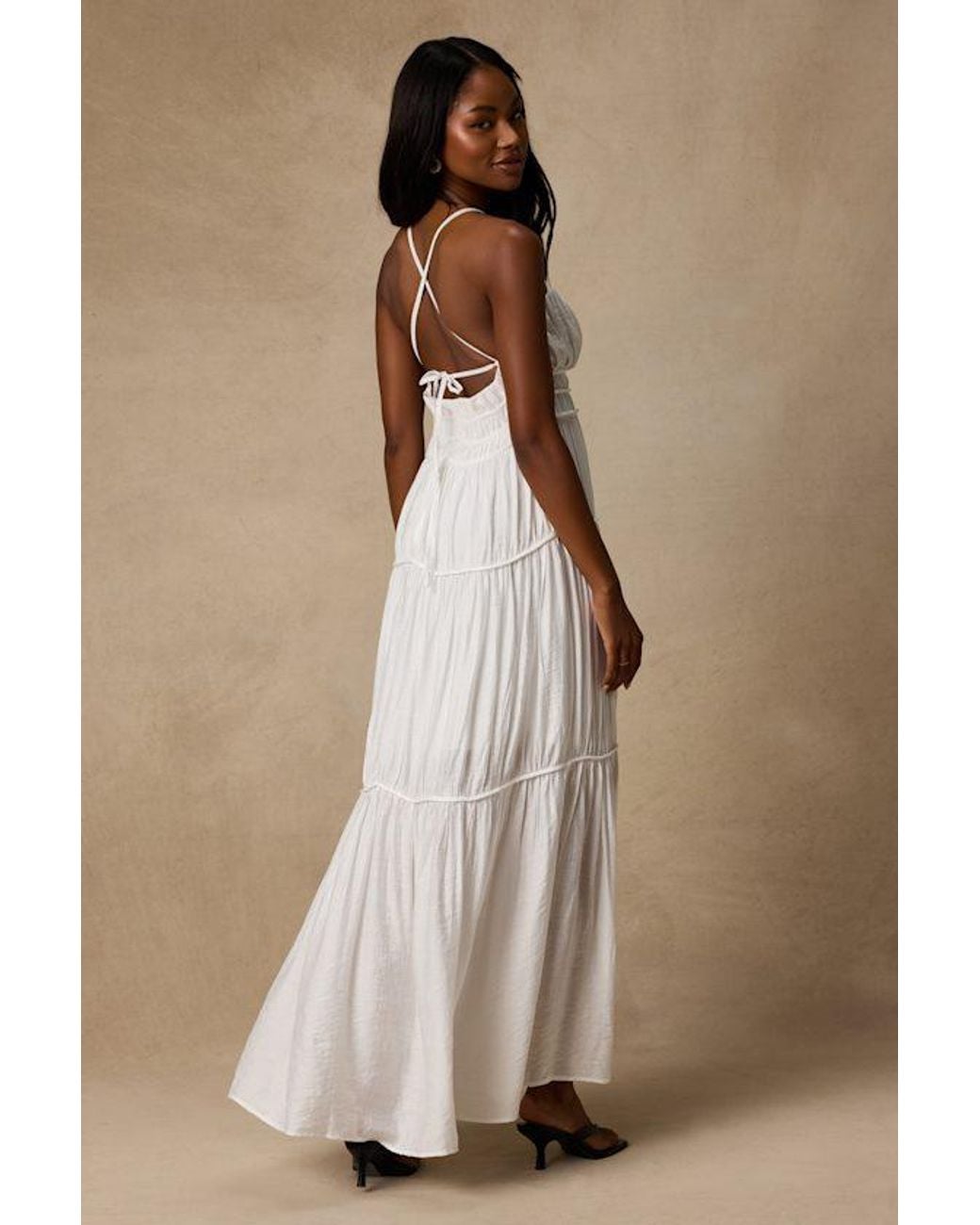 Lulus Natural Devaney Tie-Back Maxi Dress