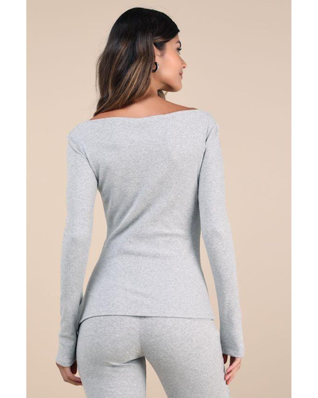 Frankie's Bikinis White Talia Ribbed Long Sleeve Top