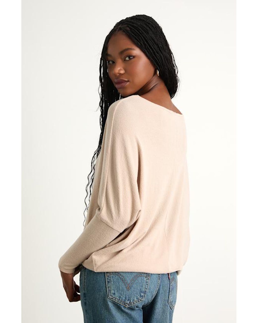 Lulus Basics Natural Verla Dolman Sleeve Sweater Top
