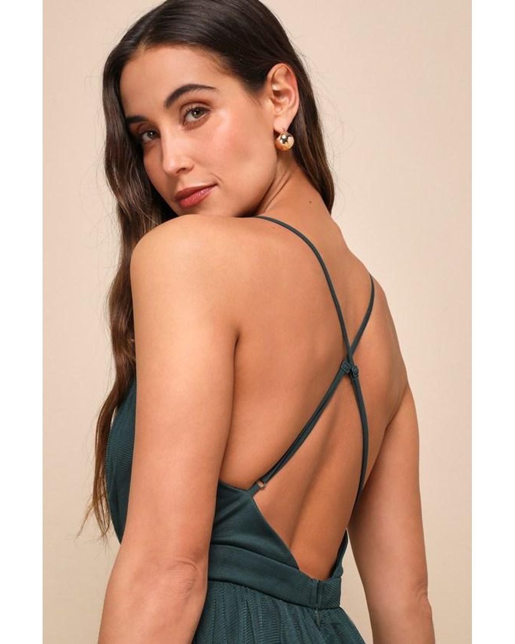 Lulus Blue Rare Beauty Hunter Tulle Backless Maxi Dress