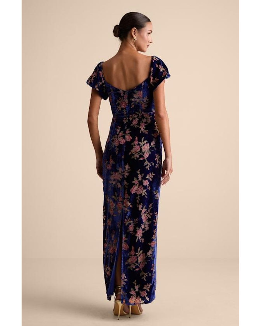 Lulus Blue Confidently Impressive Velvet Off-The-Shoulder Maxi Dress