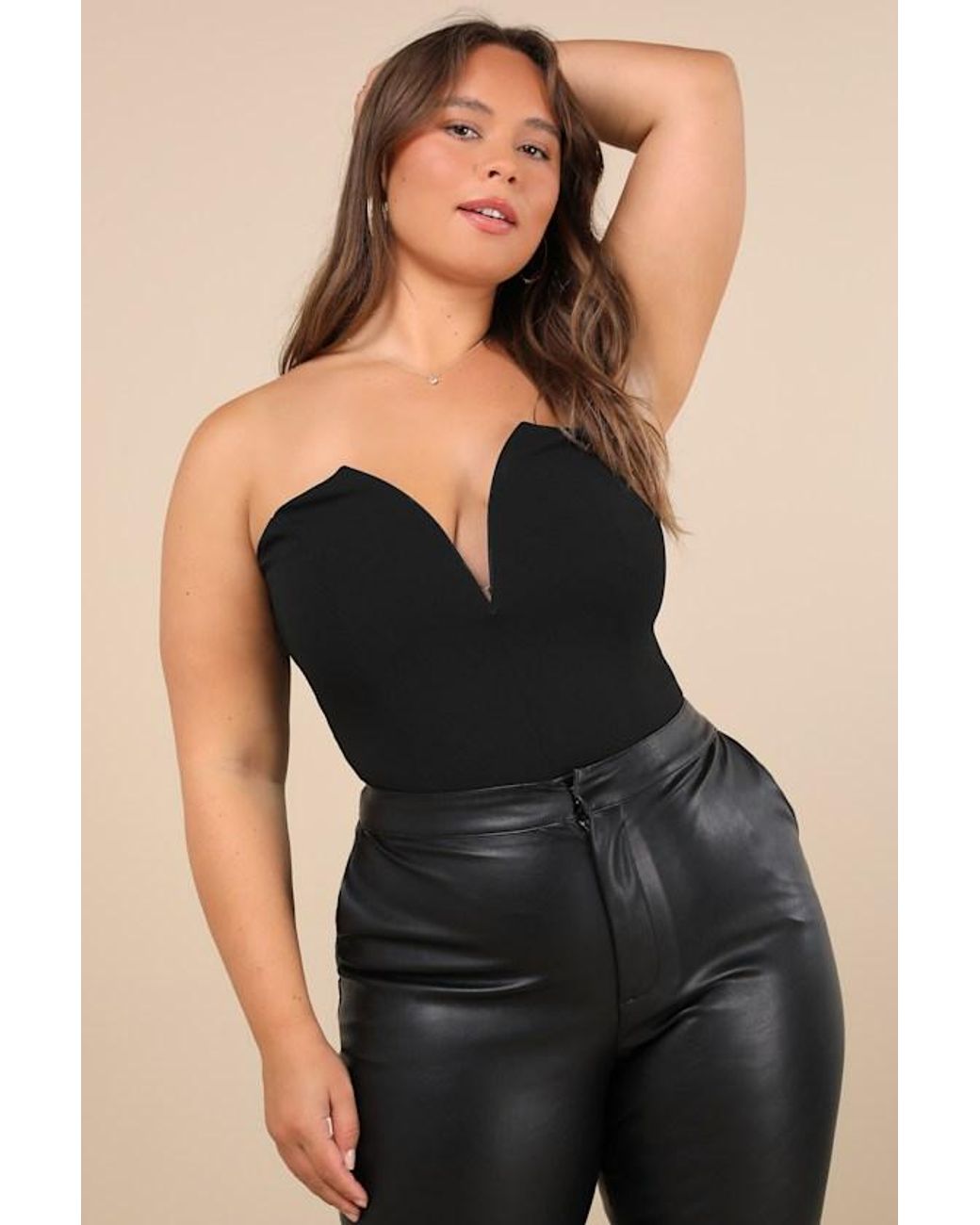 Lulus Blue Babe Alert Notched Strapless Bodysuit
