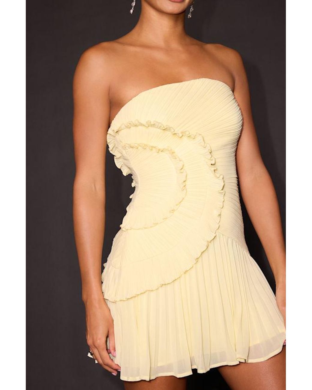 Lulus Black Brylee Butter Pleated Ruffled Strapless Mini Dress