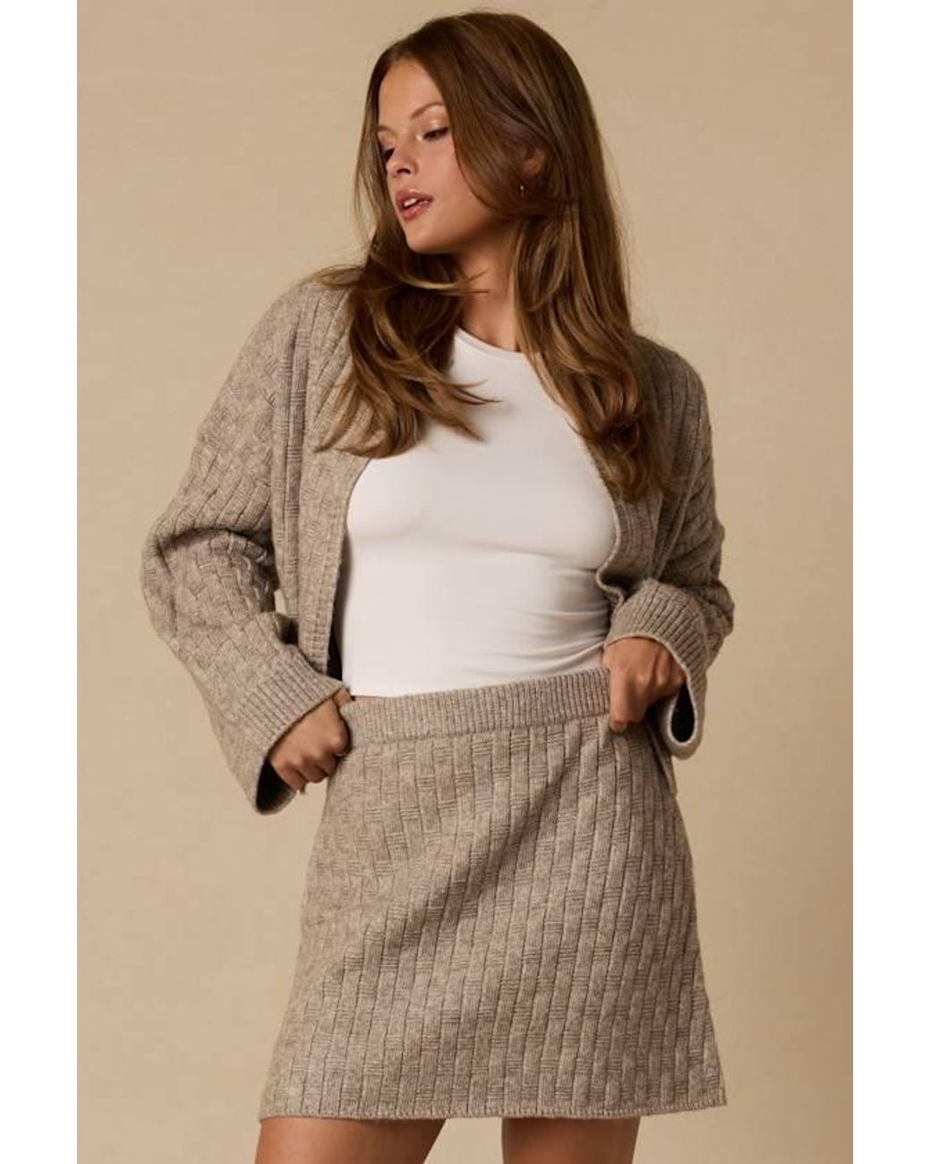 Lulus Natural Buxton Sweater Mini Skirt