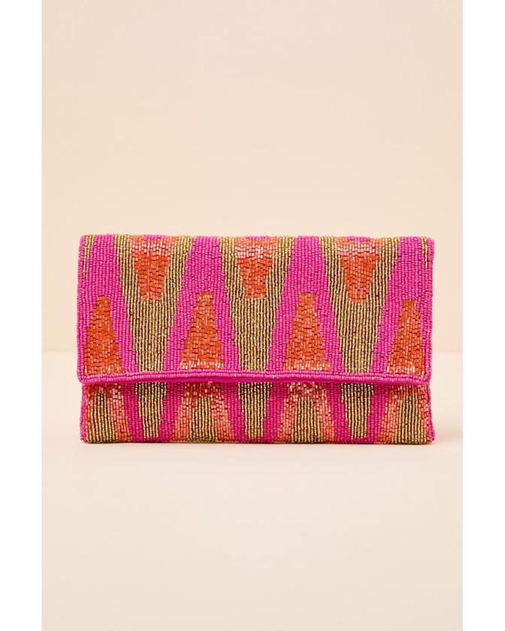 Lulus Red Maida Multi Beaded Crossbody Clutch