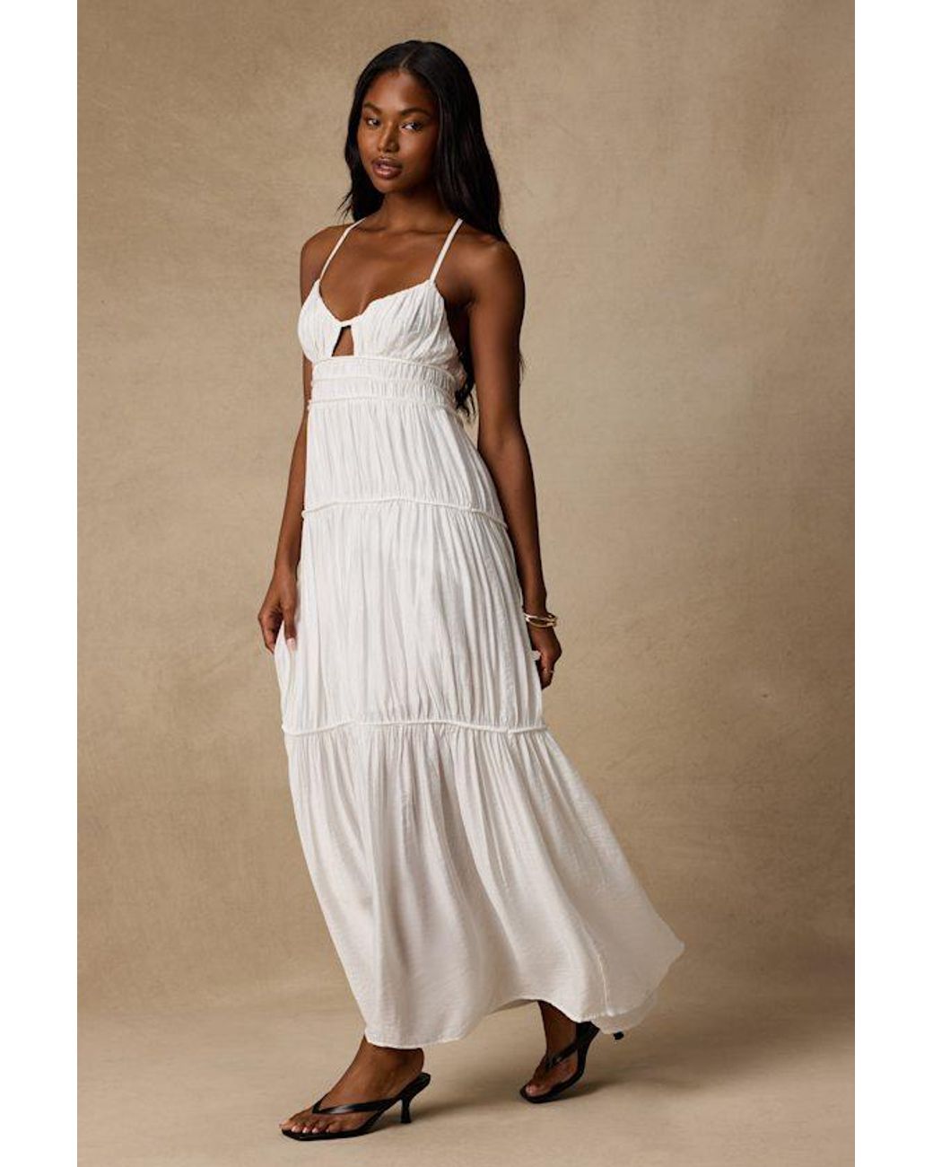 Lulus Natural Devaney Tie-Back Maxi Dress