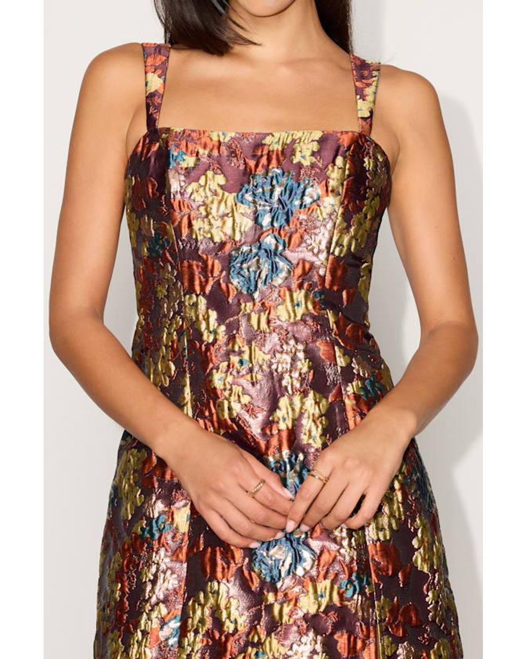Lulus Red Becks Floral Jacquard Mini Dress