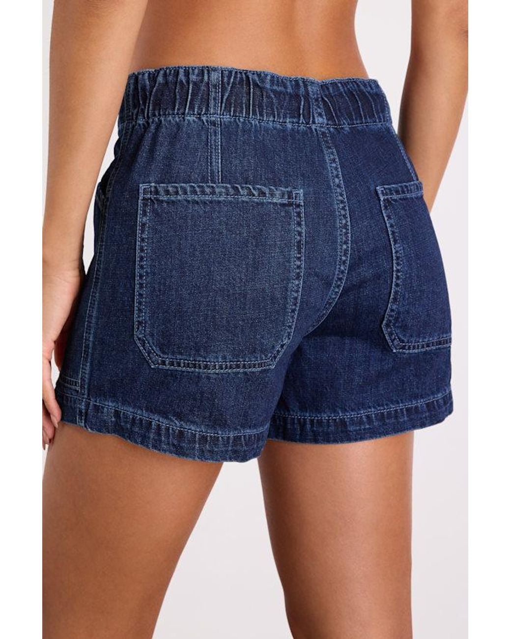 Daze Denim Blue Catalina Dark Wash Denim Drawstring Shorts