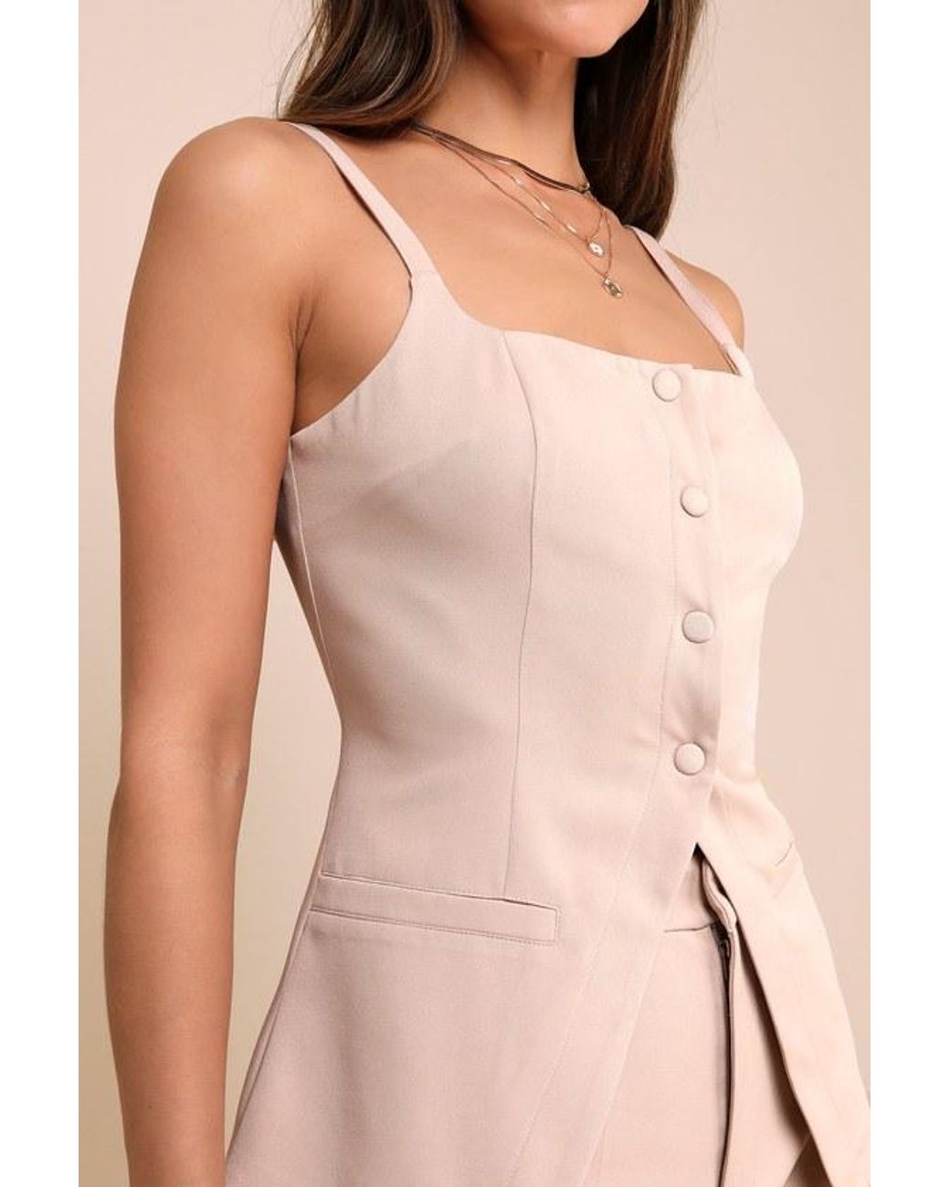 Lulus Natural Chic Muse Button-Front Cami Vest Top