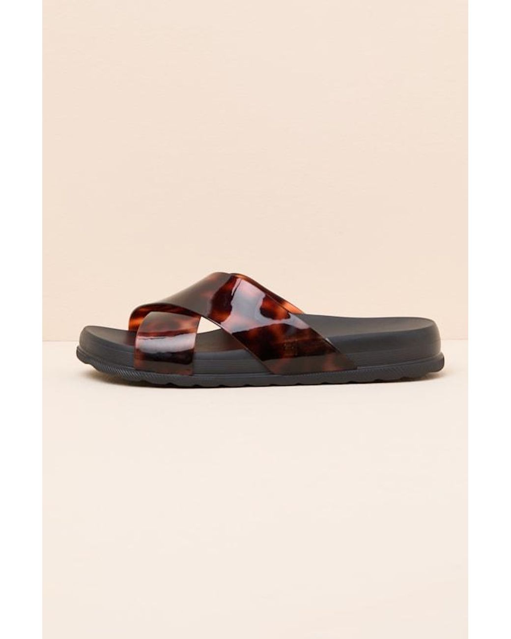 Melissa Black Cozy Cross Tortoise Slide Sandals