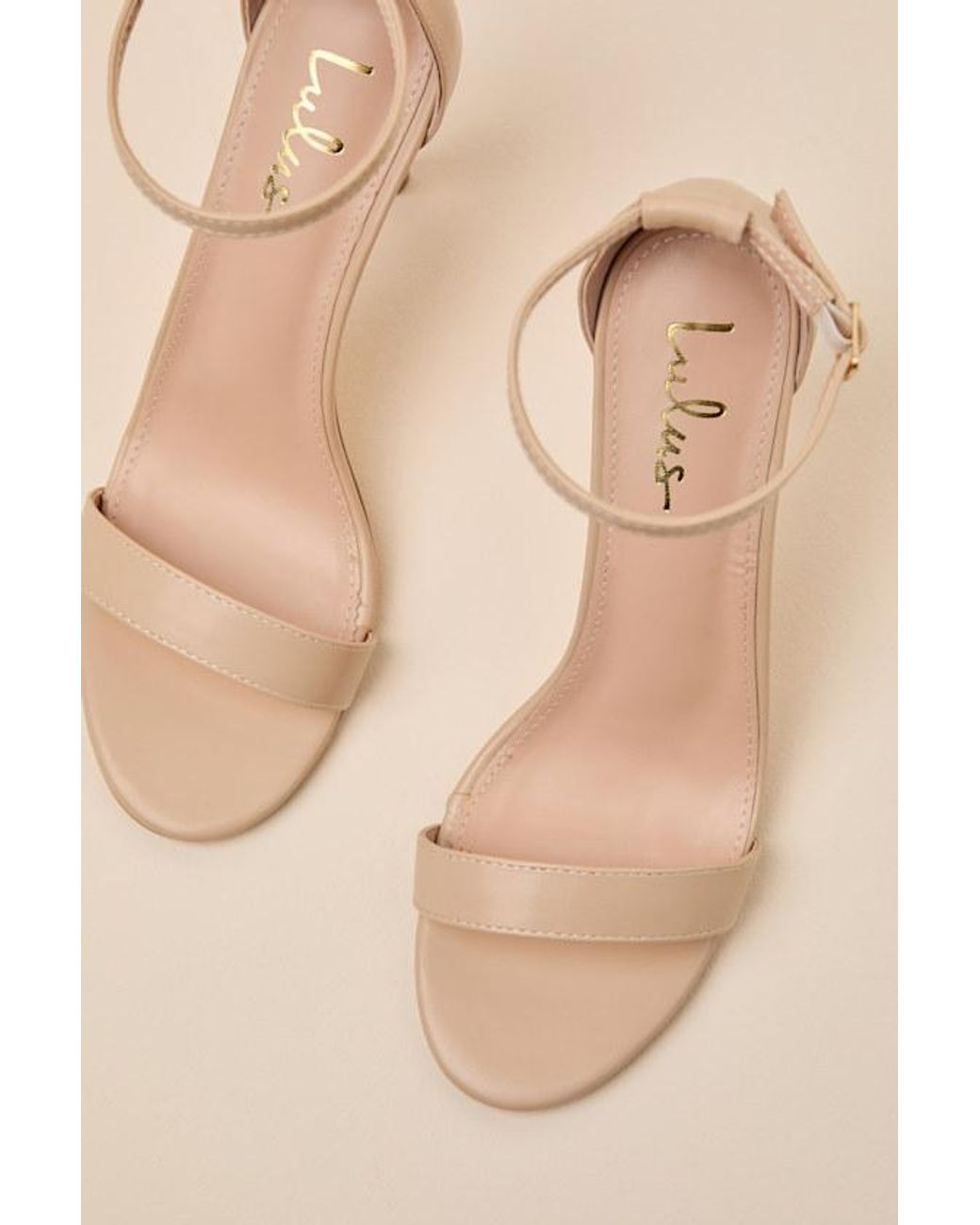 Lulus Natural Cerelia Light Nude Ankle Strap Heels