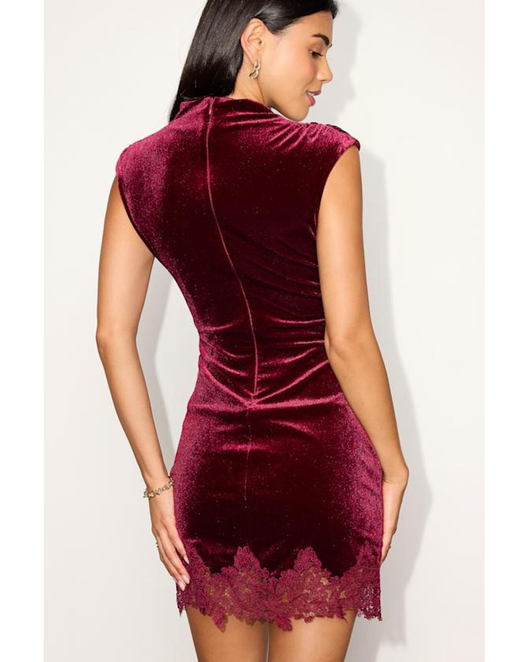 Lulus Red Elena Velvet Lace Mini Dress