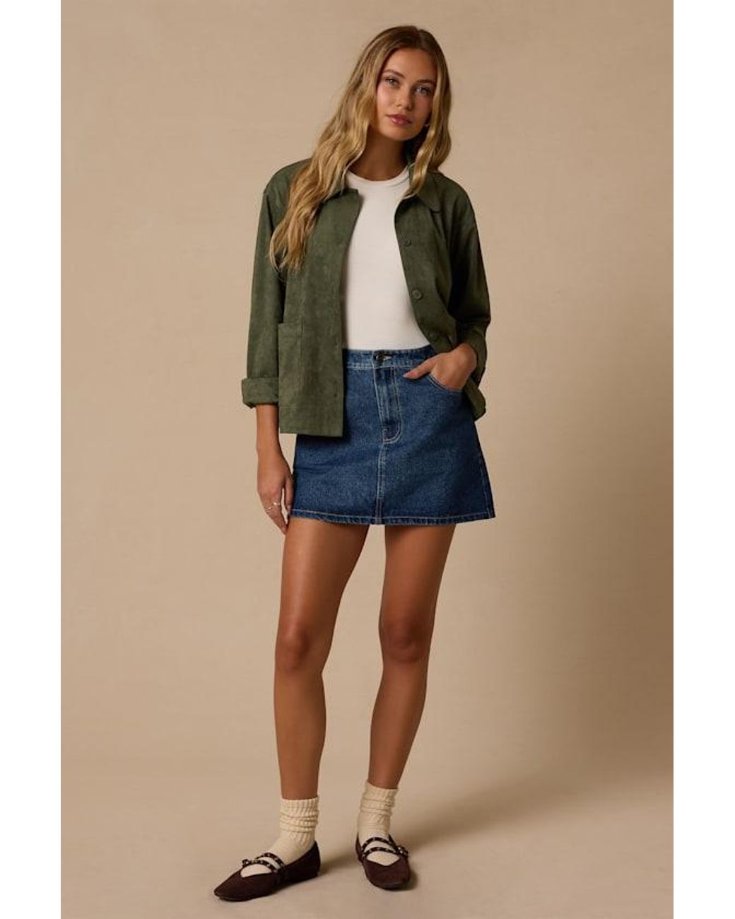 Lulus Green Hilary Suede Collared Jacket