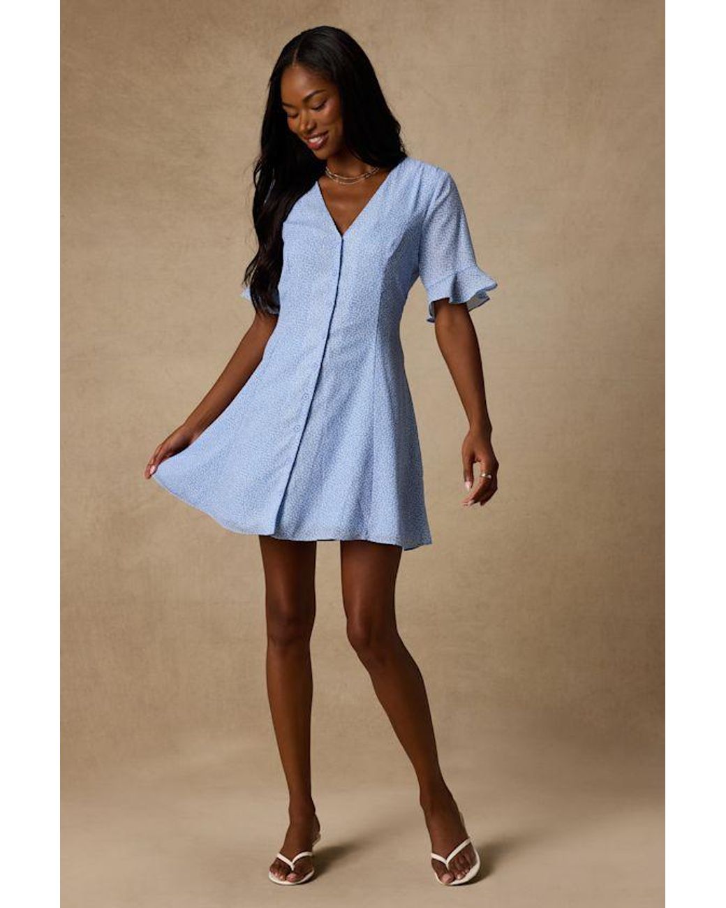 Lulus White Castana Print Button-Up Dress