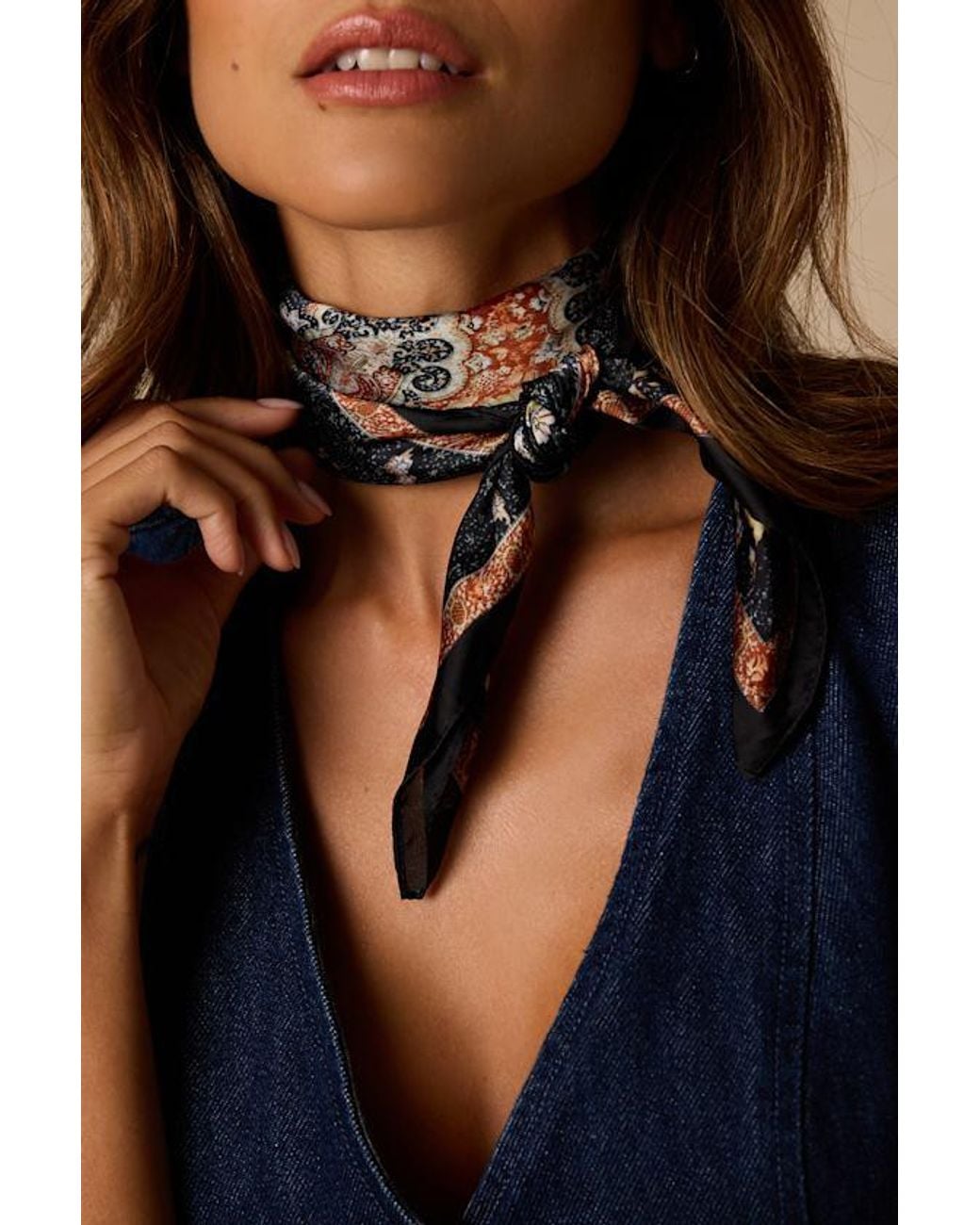 Lulus Blue Joy Multi Paisley Satin Scarf