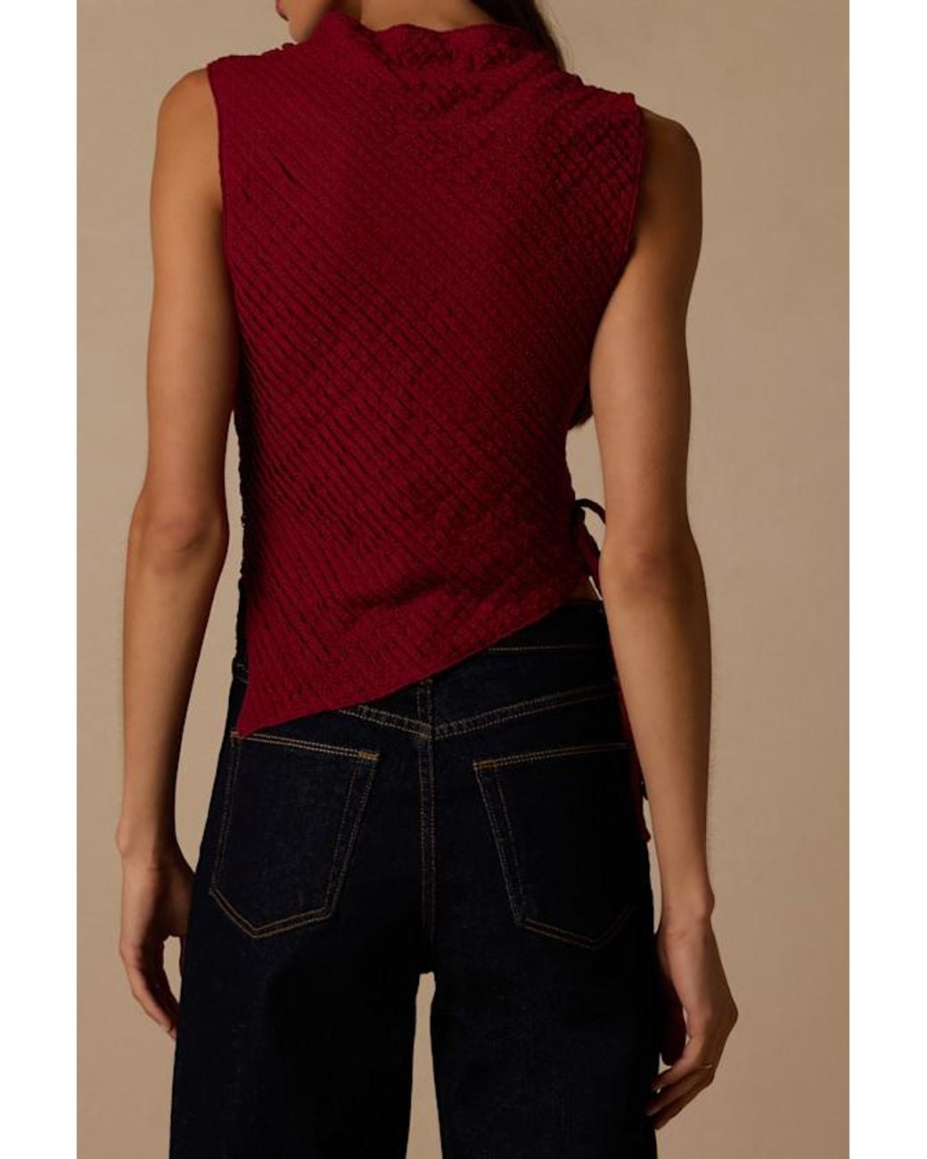 Lulus Red Kye Crochet Lace Asymmetrical Tank Top