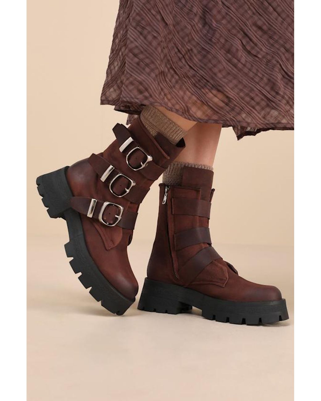 Steve Madden Roland Leather Buckle Moto Ankle Boots in Black Lyst UK
