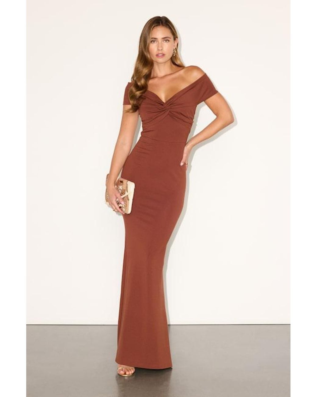 Lulus Red Katerina Twist-Front Off-The-Shoulder Maxi Dress