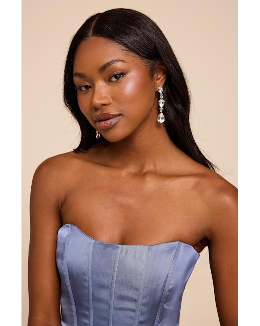 Lulus Brown Rowan Rhinestone Drop Earrings