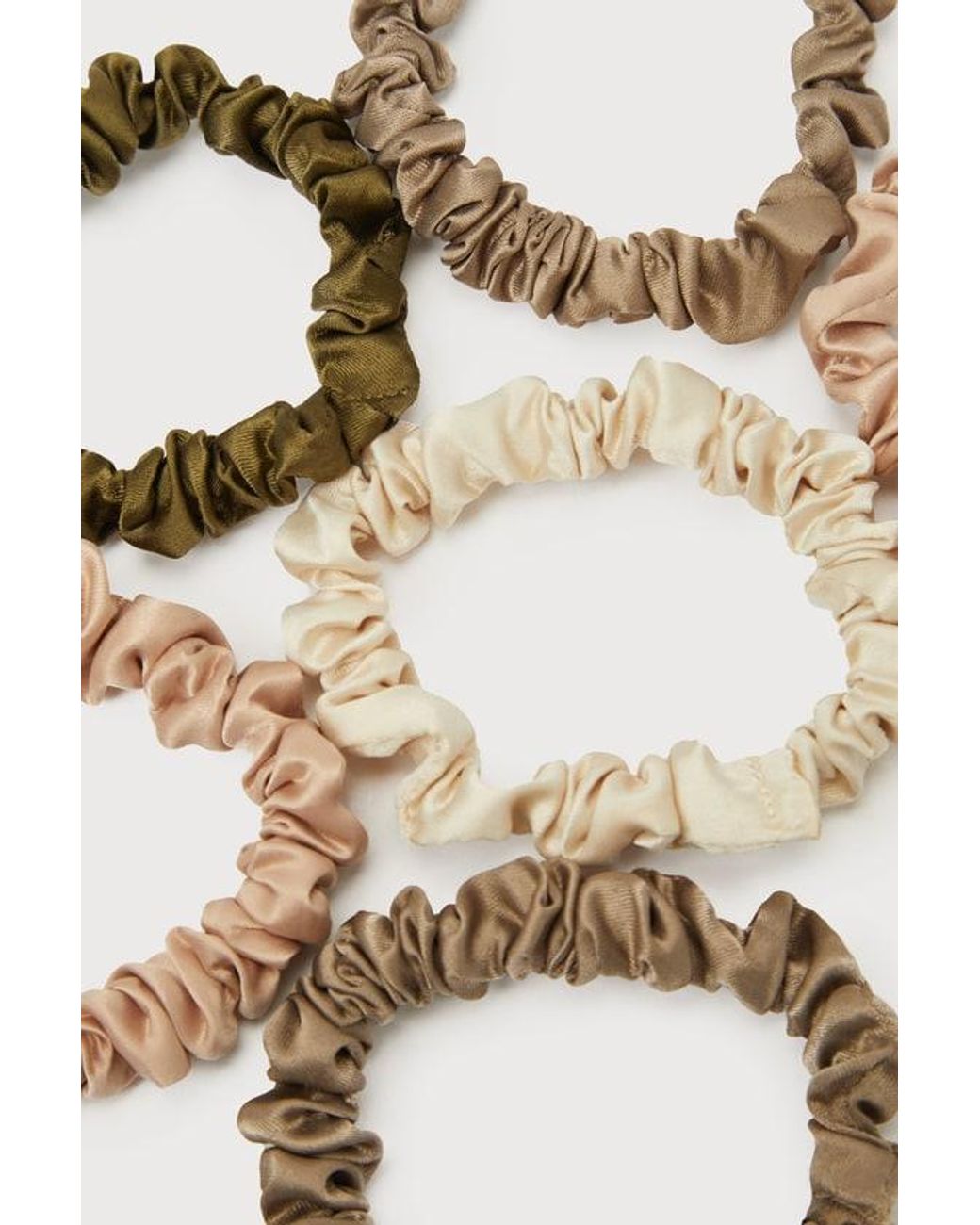 Kitsch Natural Tress Tamer Taupe Multi Petite 6-Piece Satin Scrunchie Set
