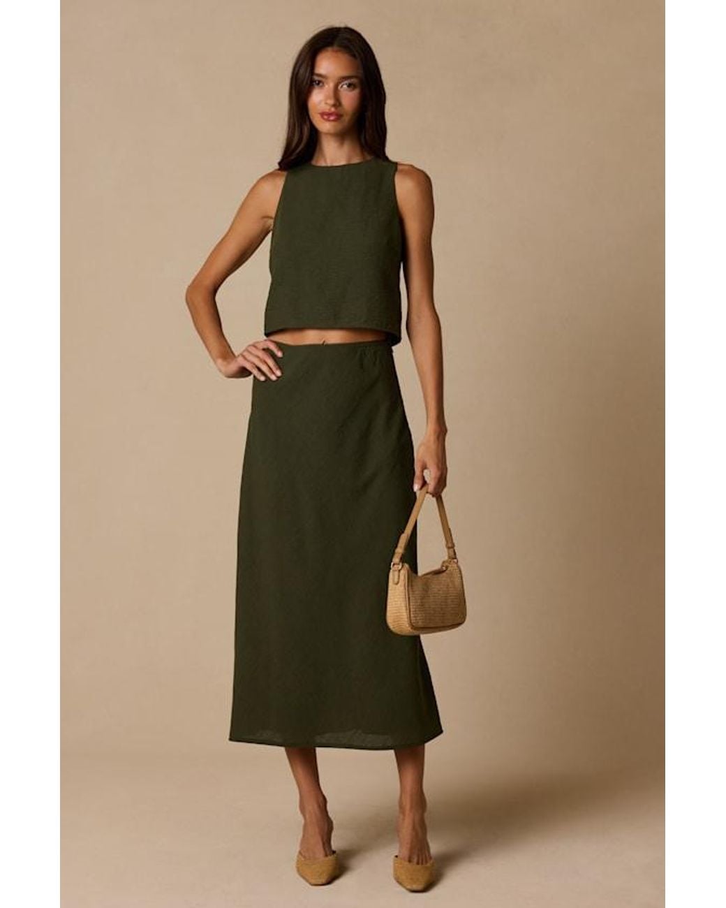 Lulus Green Pleasant Poise Sleeveless Cropped Tank Top
