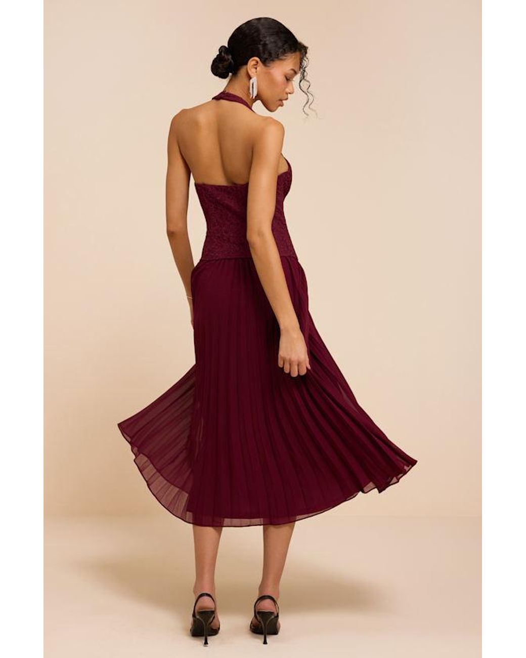 Lulus Red Baylin Lace Bustier Midi Dress