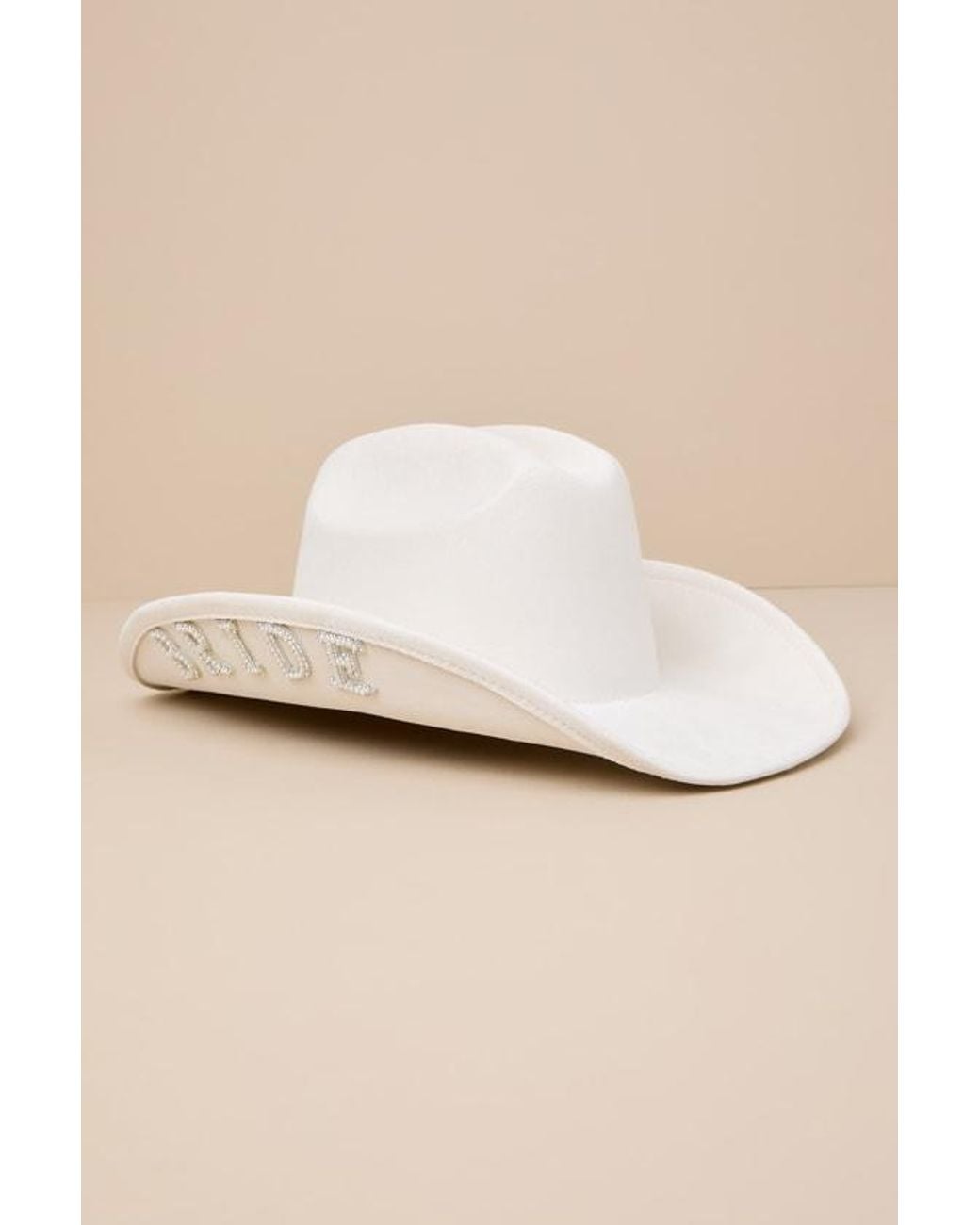 Lulus Natural Last Rodeo Bride Patch Rhinestone Pearl Cowboy Hat