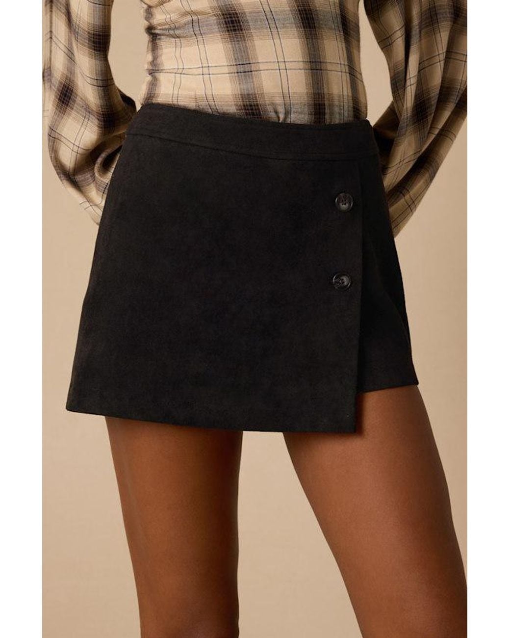 Lulus Black Nicolette Suede Skort
