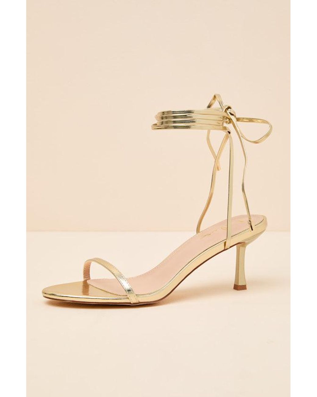 Lulus Natural Sharlee Lace-Up High Heel Sandals
