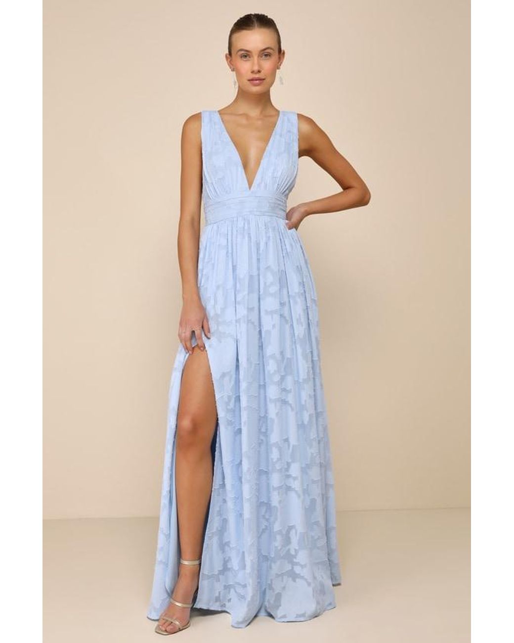 Lulus Blue Sweet Sophistication Burnout Floral Maxi Dress