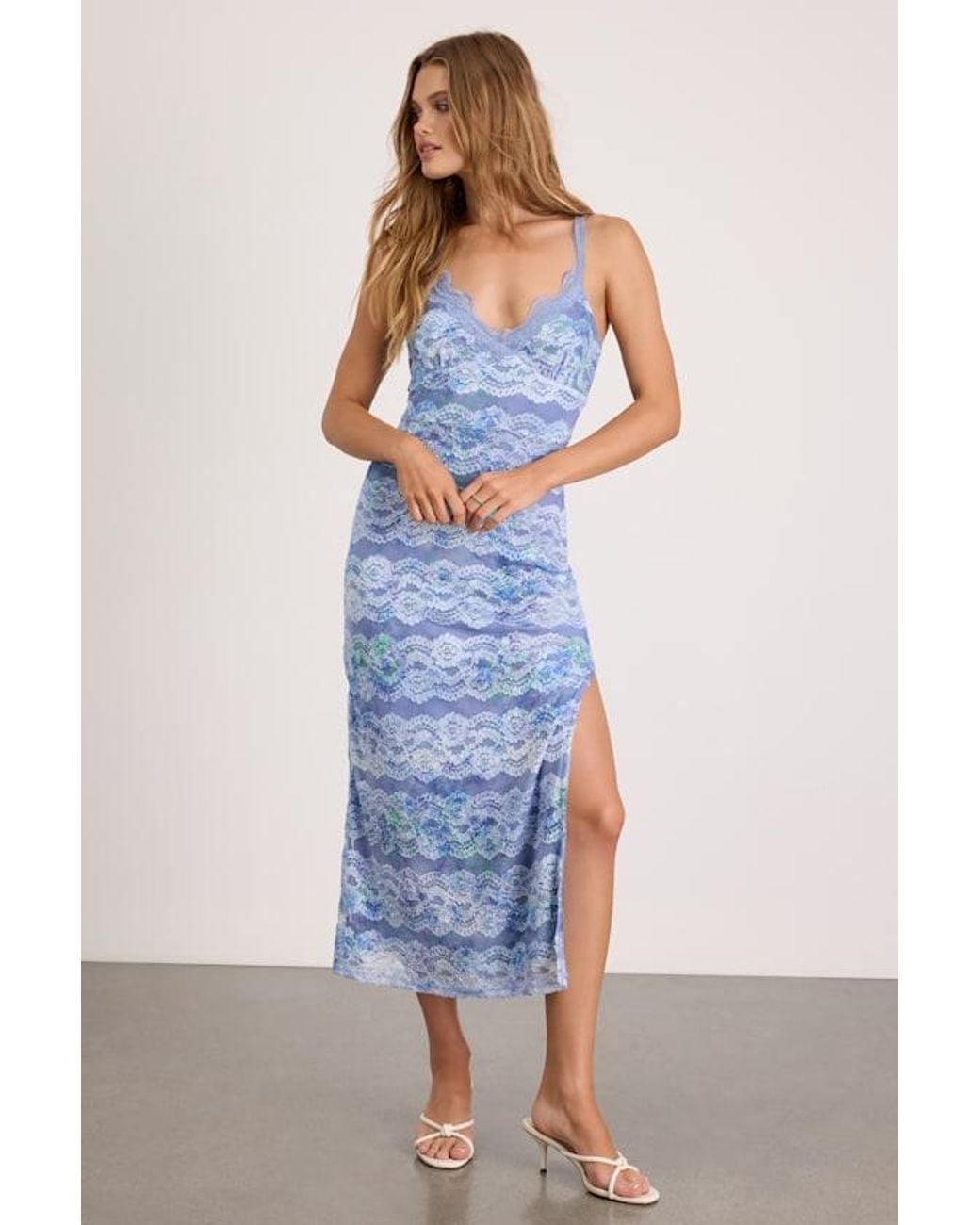 Lulus Blue Brienne Periwinkle Lace Midi Dress