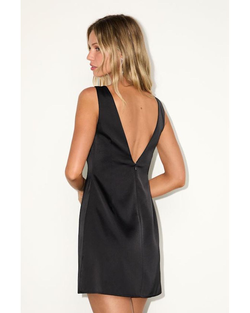 Lulus Black Elevated Appearance Satin Open Back Mini Dress