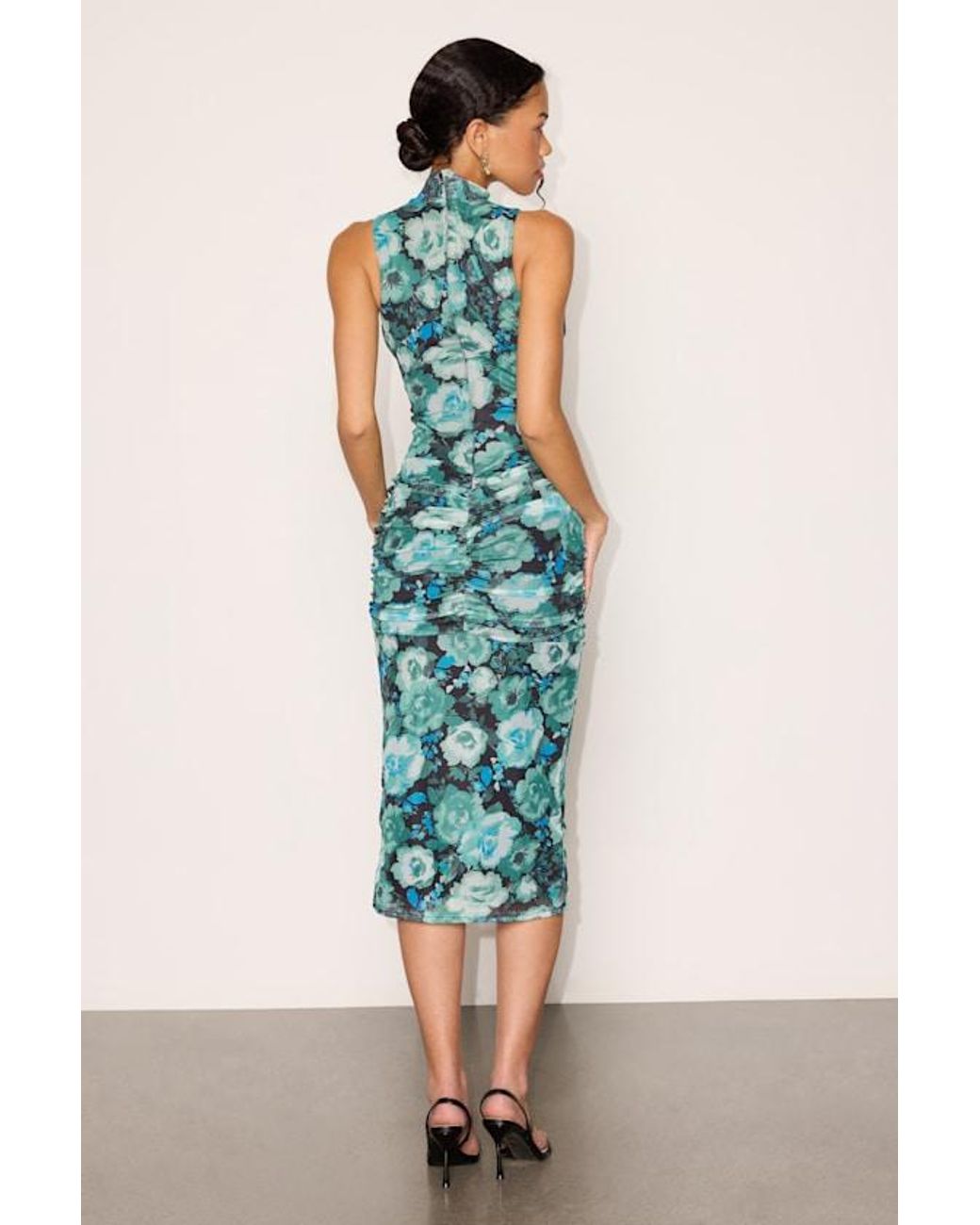 Lulus Blue Prettiest Energy And Floral Mesh Midi Dress