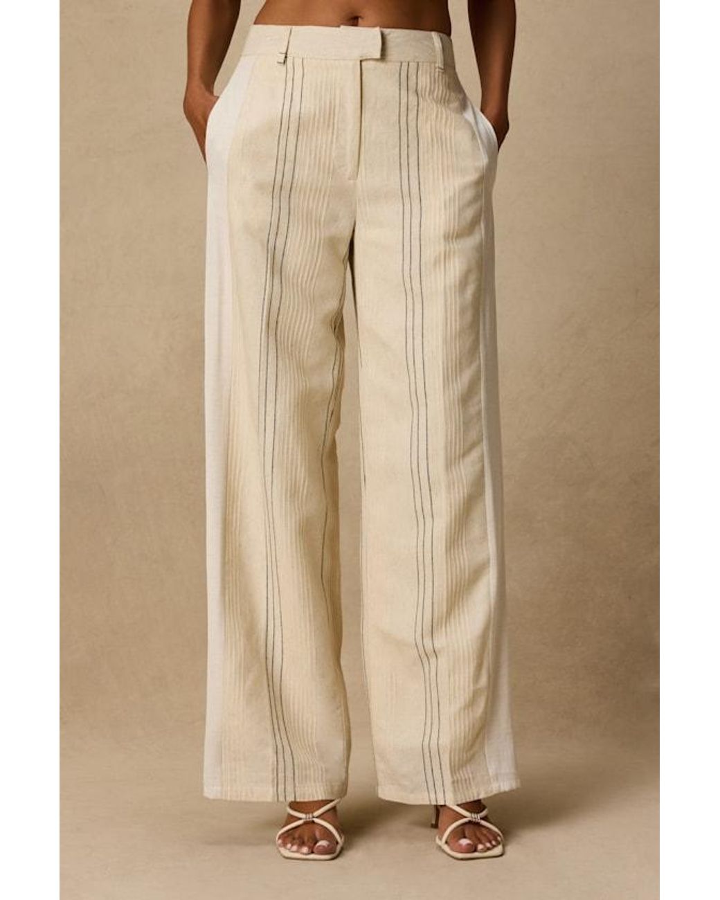 Lulus Natural Kara Cream Striped Wide-Leg Pants