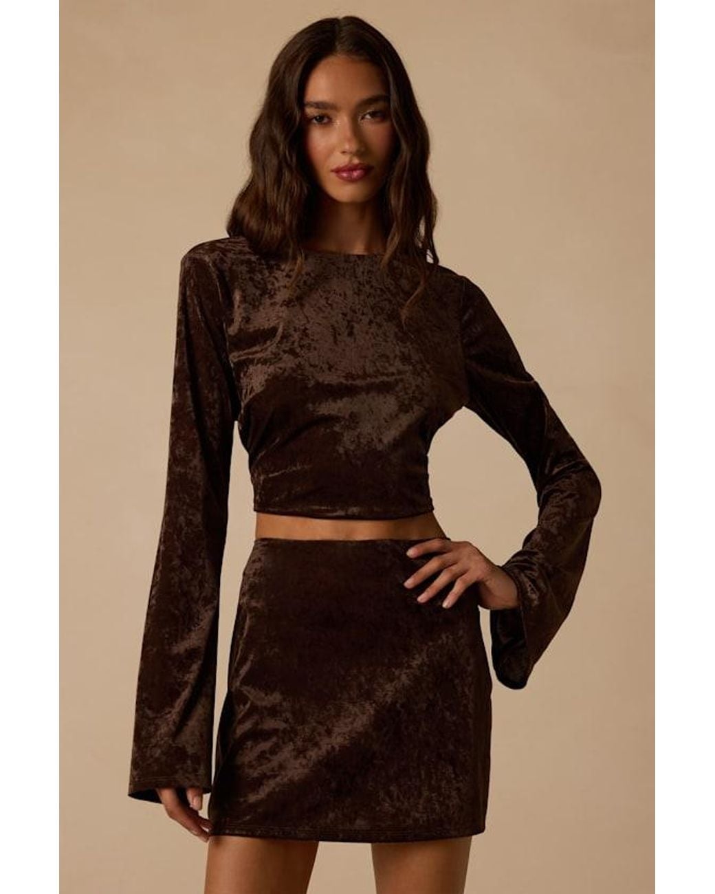 Lulus Brown Talaria Velvet High-Rise Mini Skirt