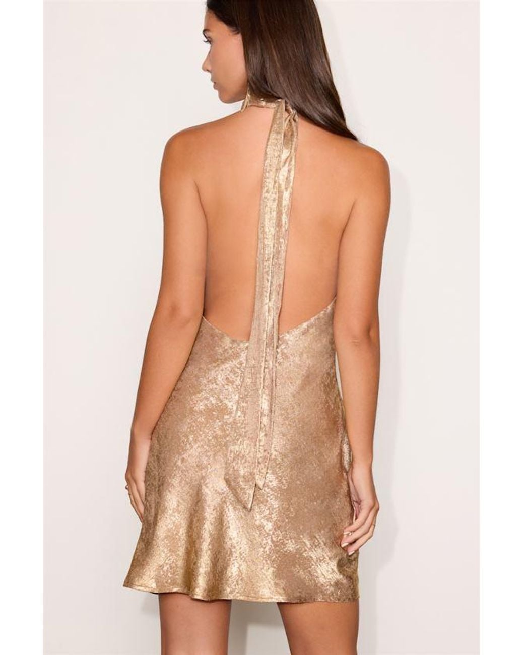 Lulus Dayna Metallic Cowl Mini Dress