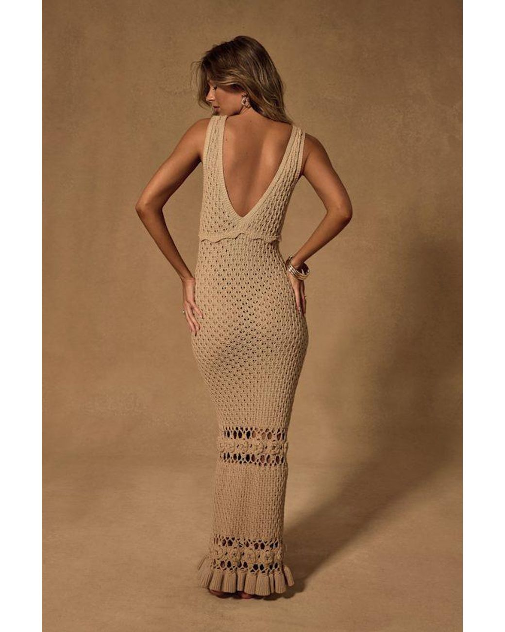 Lulus Brown Nella Crochet V-Neck Maxi Swim Cover-Up