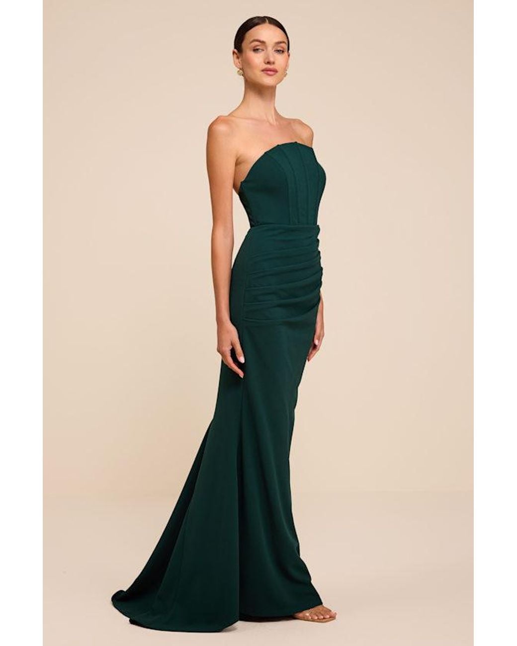 Lulus Blue Laney Hunter Strapless Corset Maxi Dress