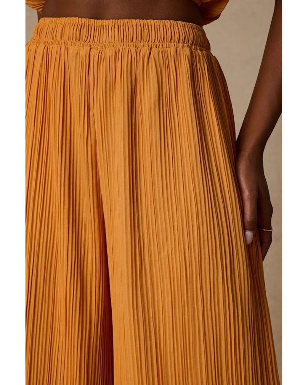 Lulus Orange Nikaia Light Plisse Wide-Leg Pants