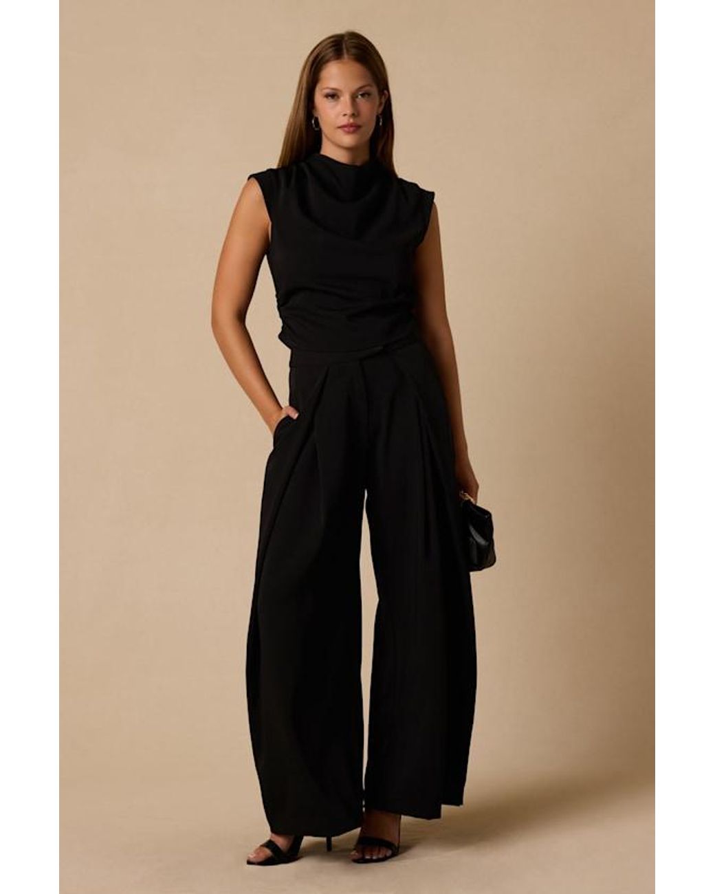 Lulus Black Vernon Cap Sleeve Top
