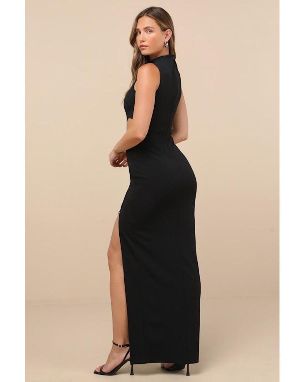 Lulus Black Sindra Cutout Column Maxi Dress