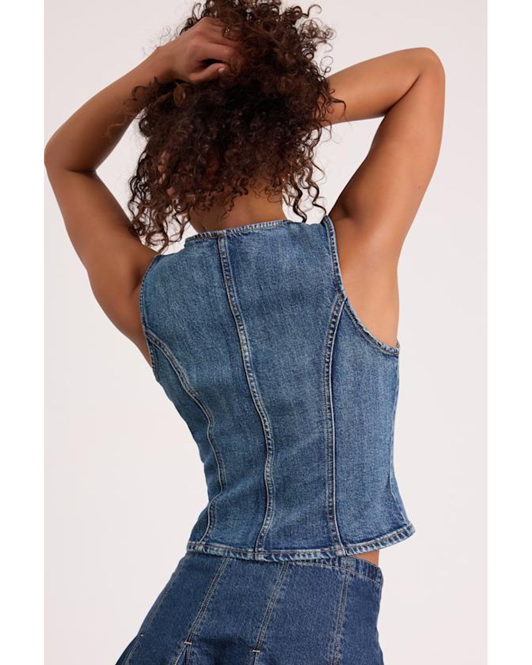 Levi's Blue Sculpted Medium Wash Denim Vest Top