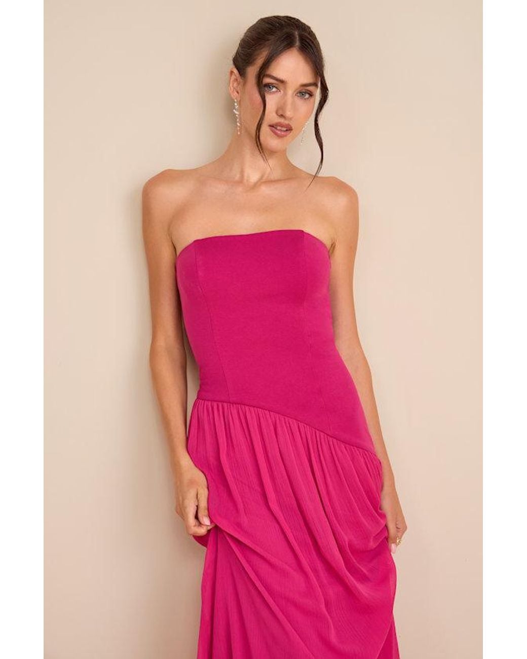 Lulus Pink Beth Strapless Drop Waist Maxi Dress