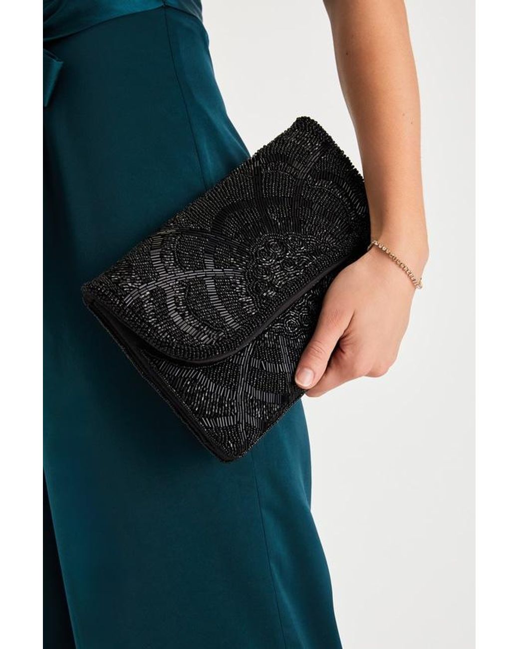 Lulus Blue Chic Option Beaded Clutch
