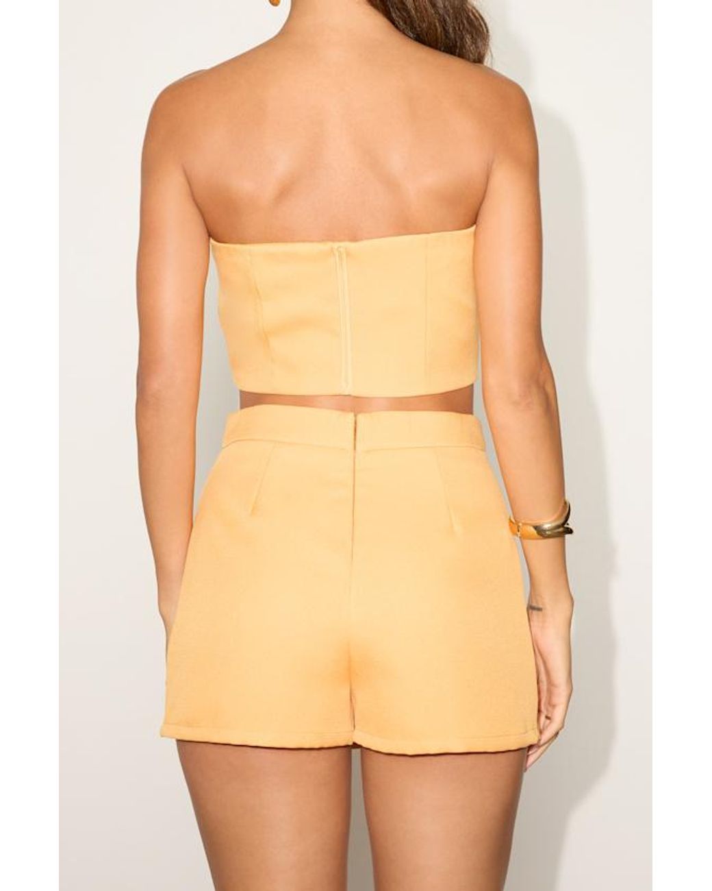 Lulus Orange Beata Light Strapless Two-Piece Skort Romper