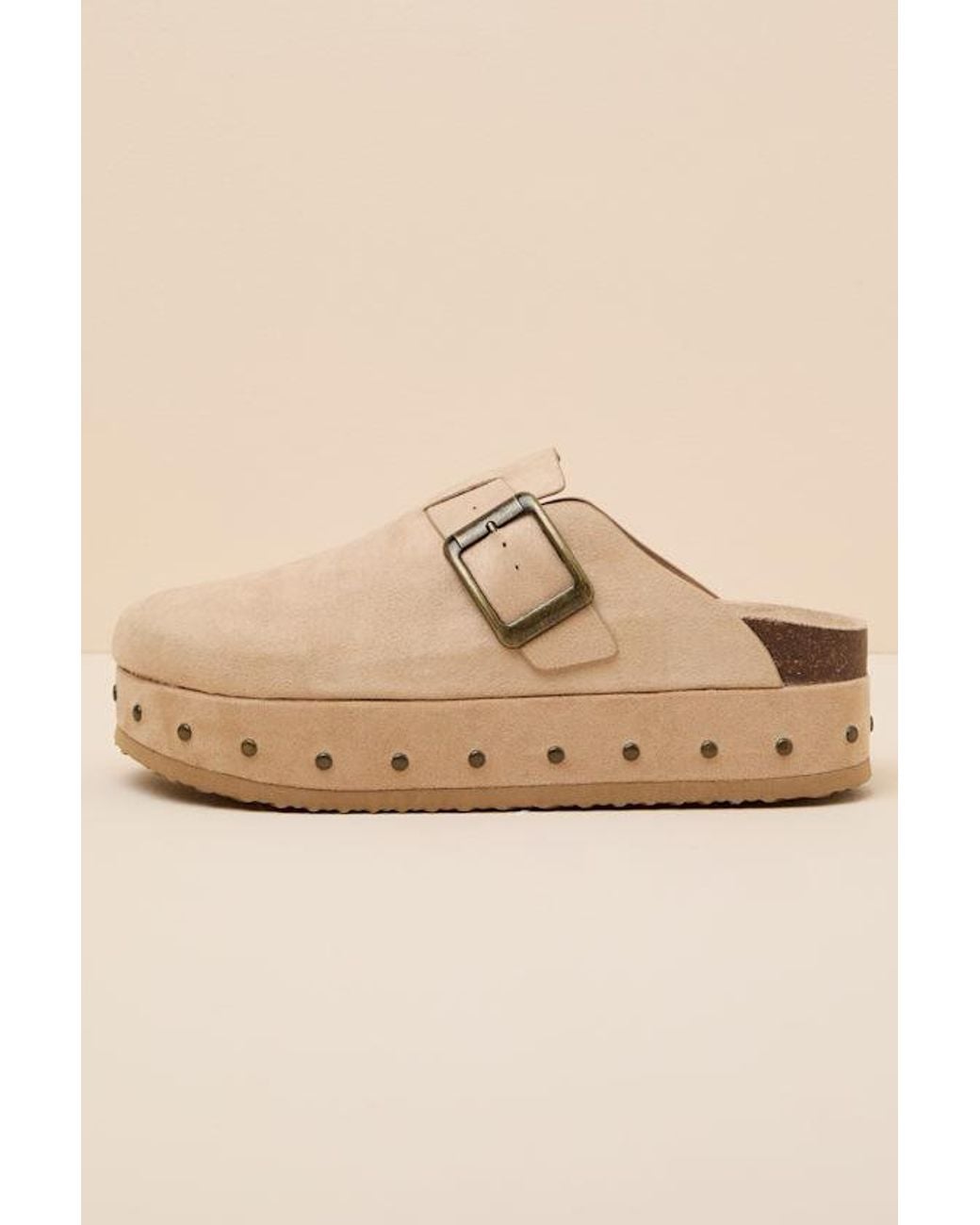 Madden Girl Natural Lunaa Suede Platform Clogs