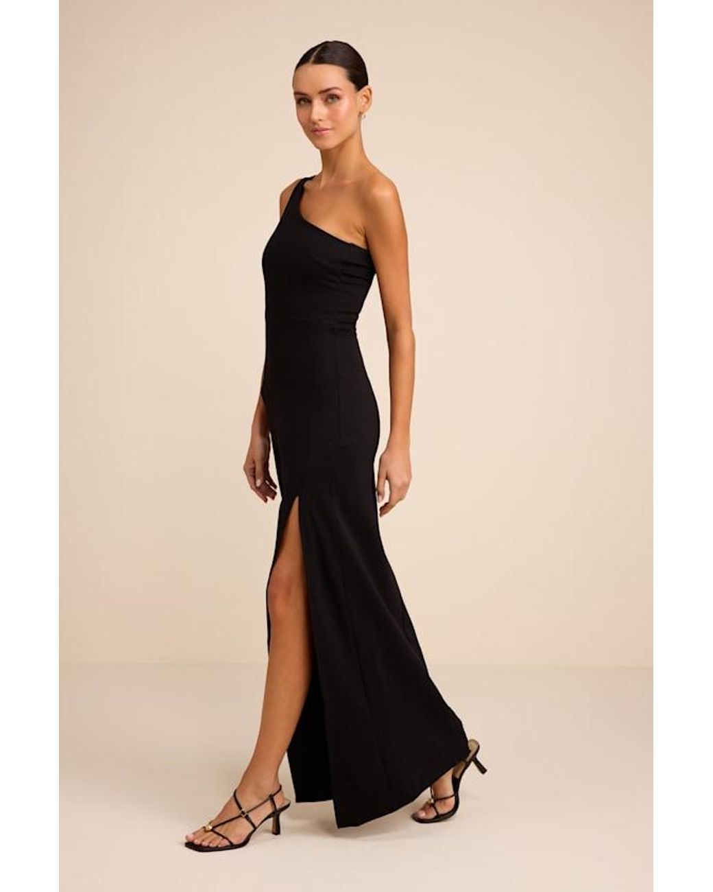 Lulus Black Good Times Only One-Shoulder Maxi Dress