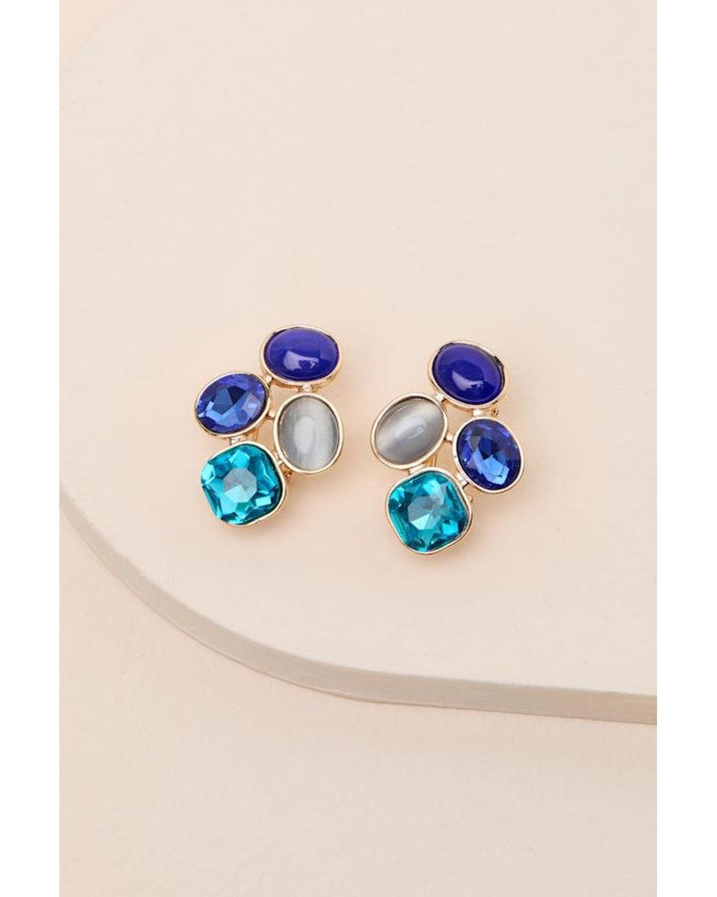 Lulus Black Naya Multi Rhinestone Statement Earrings