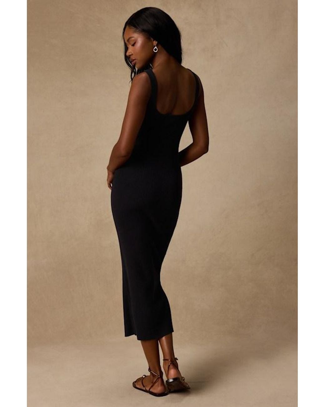 Lulus Brown Clairo Ribbed Knit Cutout Midi Dress